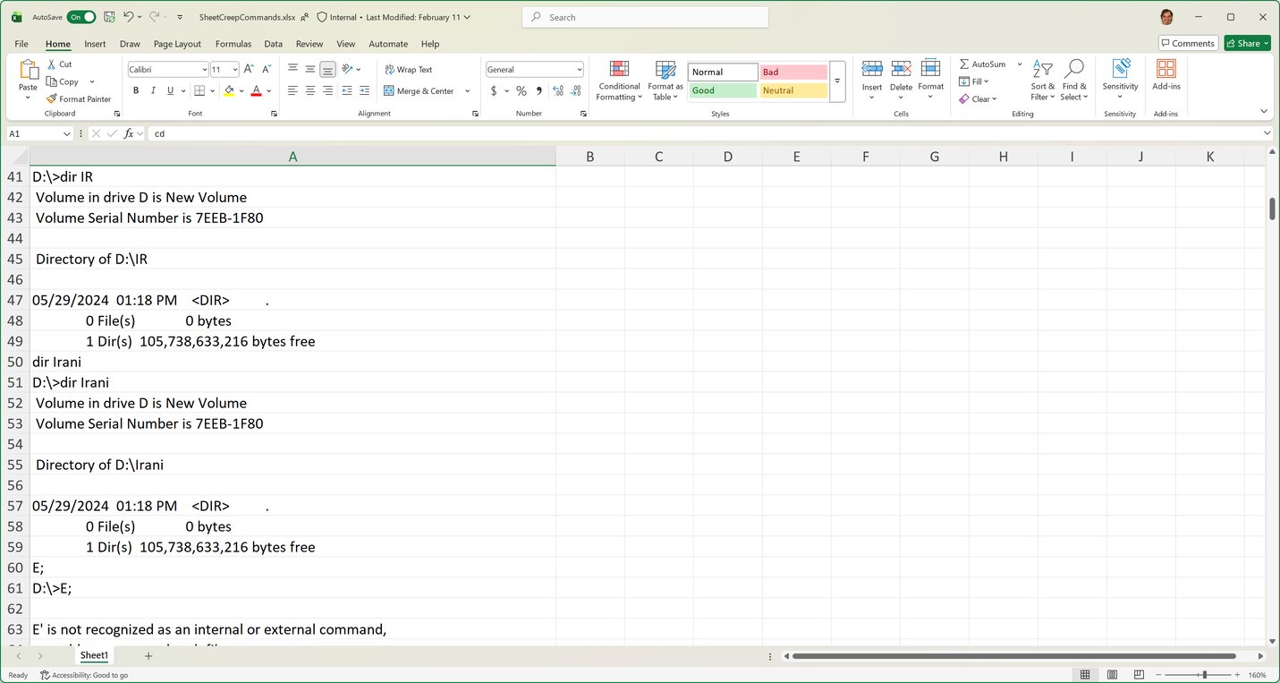 Decrypted command sequence within the malicious C2 spreadsheet (Source : Bitdefender).